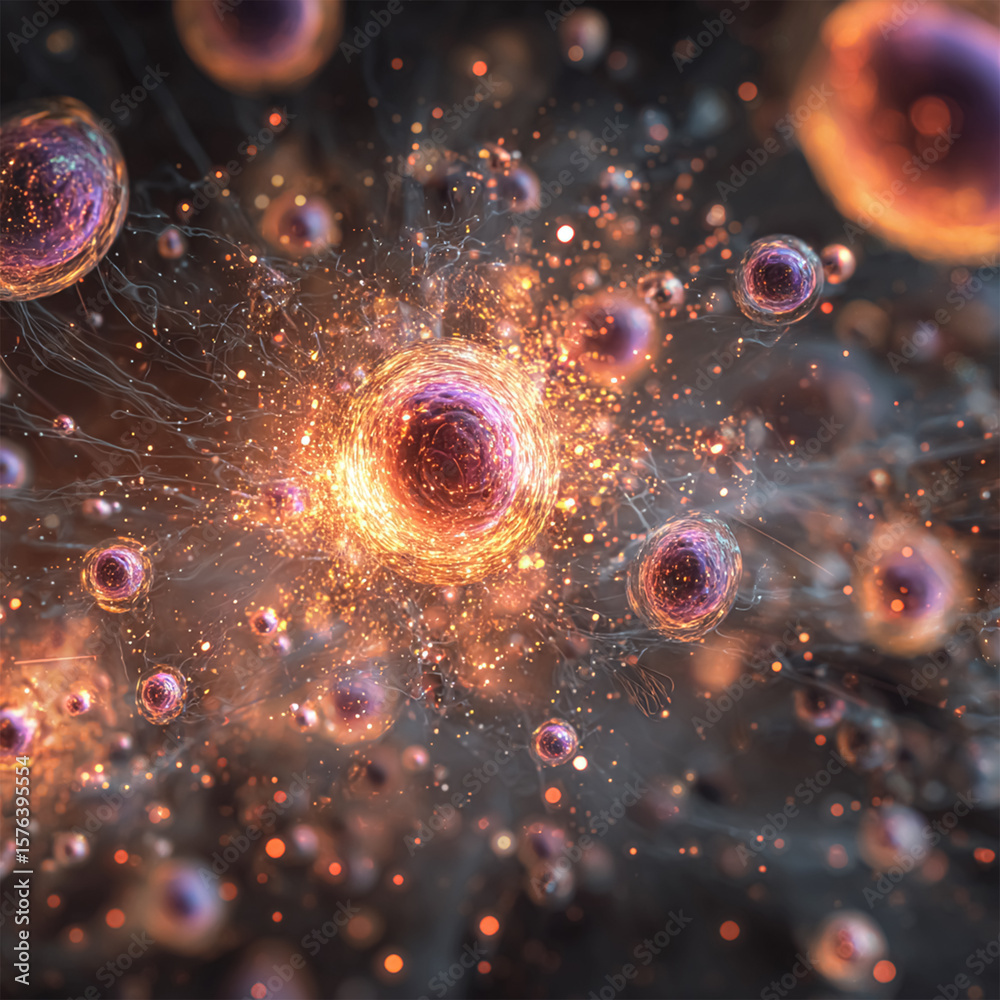 Fototapete illustration of an abstract futuristic background with digital technology and artificial intelligenc