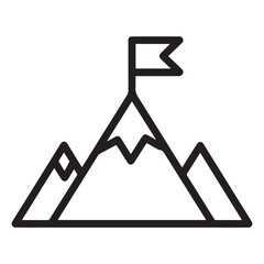Fototapeta premium Mountain Peak Icon with Flag – Success and Achievement Symbol