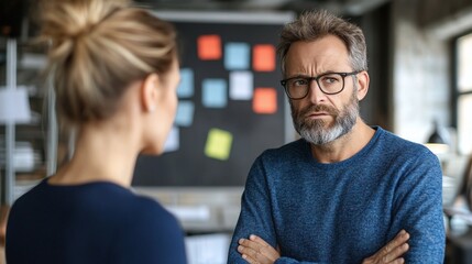 Serious Office Discussion Between Two Adults