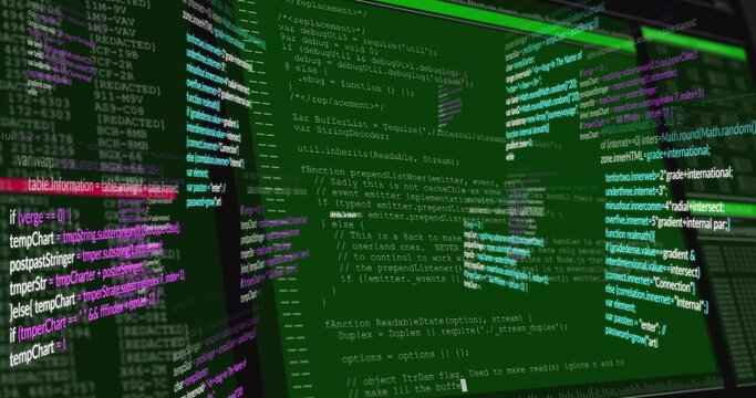 Floating translucent 3D code panels creating void workspace, with colored JavaScript, line numbers