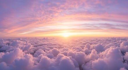 Above the Clouds at Sunset - Serene sunset above a boundless sea of clouds, symbolizing peace, tranquility, hope, freedom, and dreams