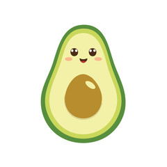 Cute avocado flat vector