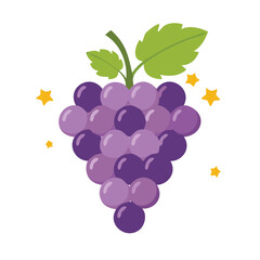 Cute grapes flat vector