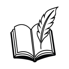 open book with feather symbolizing writing 