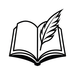 open book with feather symbolizing writing 