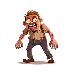 Fototapeta premium Zombie cartoon character. 2d illustration isolated on a white background. Zombie Isolated on white. Zombie 2d illustration with clipping path. Halloween. Halloween Concept Cut-out Sticker.