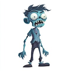 Zombie cartoon character isolated on white background. Halloween 2d illustration. Zombie Isolated on white. Zombie 2d illustration with clipping path. Halloween. Halloween Concept Cut-out Sticker.