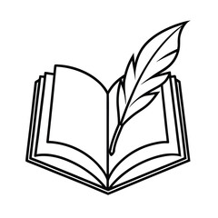 open book with feather symbolizing writing 
