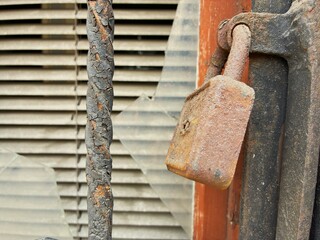 Old object. Rusty padlock.