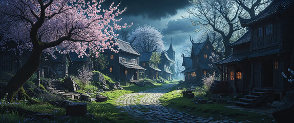 A charmingly sinister dark fantasy village