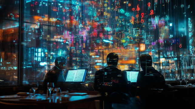 AI generated images of Interactive Data Display Digital Art Exploration work in style with a new life phenomenon and cybersecurity vulnerability Log and hacker, coding, malware concept. computer