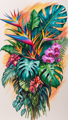 A colossal, overflowing tropical bouquet