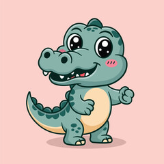 Cute Crocodile Kawaii Zoo Animals Vector Image