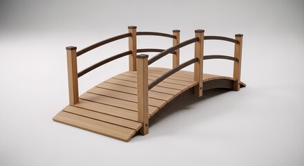 wooden staircase in frunt off white background