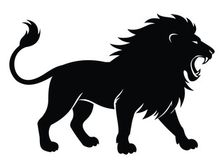 Black and White Lion Head Tattoo Set   Front and Side Silhouettes for Mascot or Ink Design