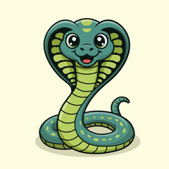 Cute Cobra Kawaii Zoo Animals Vector Image