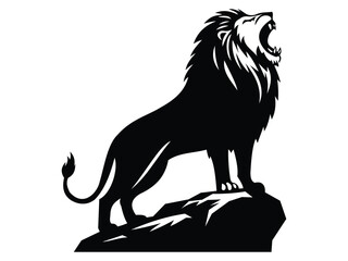 Black and White Lion Head Tattoo Set   Front and Side Silhouettes for Mascot or Ink Design