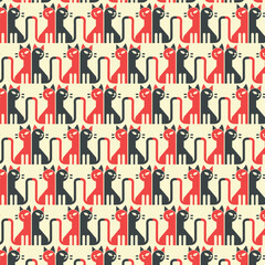 Cute Dog and Cat Cartoon Seamless Pattern