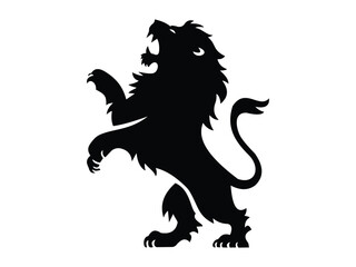 Black and White Lion Head Tattoo Set   Front and Side Silhouettes for Mascot or Ink Design