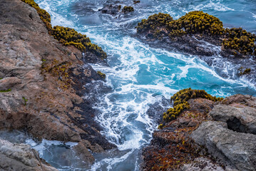 Tide Pool Surge Along Rocky Coast – Fort Bragg, California