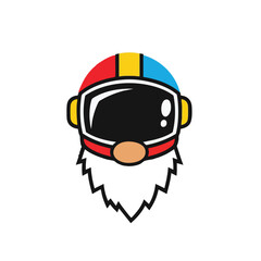 Whimsical Space Dwarf Cartoon. Vibrant vector art featuring a playful character in a futuristic astronaut helmet with a long white beard. Represents exploration and wonder.