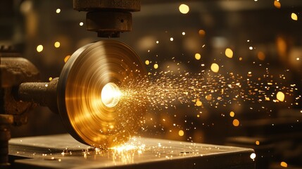 Industrial metal cutting, sparks fly