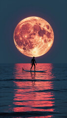 A large vivid red moon