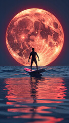A large vivid red moon