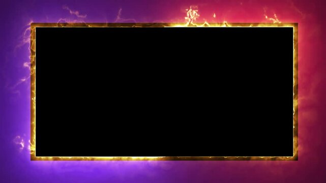 animated neon frame glowing border with electric plasma effect for gaming, streaming & video overlays