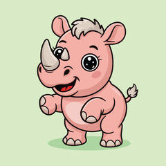Cute Rrinoceros Kawaii Zoo Animals Vector Image