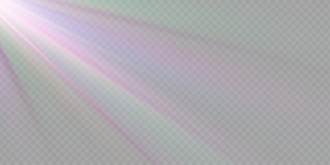 Obraz premium Png crystal star. Crystal ray light, sun shines PNG rainbow red yellow and blue color. Optical fire light effect. Png sparkle shine. Vector lens glare leakage glare reflection effect. Sunlight