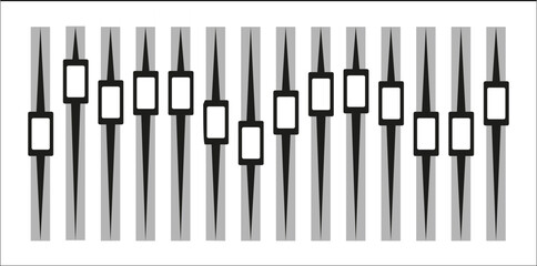 Different sound waves black isolated on white background. Equalizers template. Music audio. Vector
