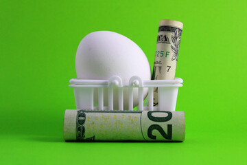 Egg price, supermarket plastic basket