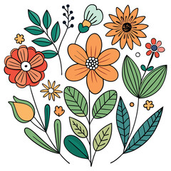 Orange and green floral arrangement flowers leaves