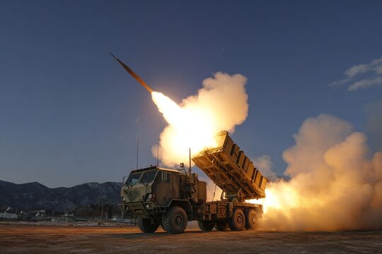 High Mobility Artillery Rocket System, M142 HIMARS air defence system, generated image