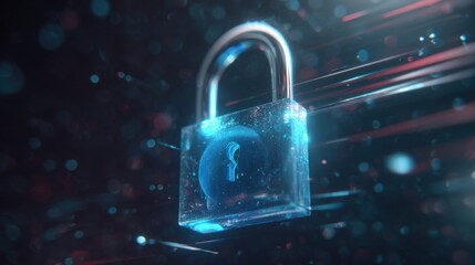 futuristic digital padlock glowing lock cybersecurity security technology concept