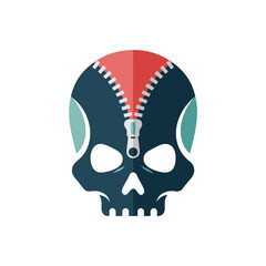 Zippered Skull Head Design. Striking digital art showcasing an opening cranium, symbolizing a profound shift or the disclosure of inner thoughts. Ideal for rebellious and expressive concepts.