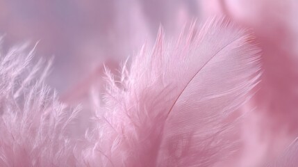 Close-up of soft pink feather with delicate texture and fine details