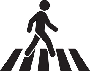 Pedestrian Crossing Silhouette Icon for Urban Safety and Traffic Awareness