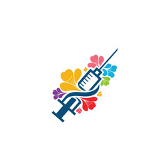 Vibrant Syringe and Blossoms. An artistic depiction of a health instrument intertwined with lively floral elements, representing wellness, progress, and a gentle approach to treatment.