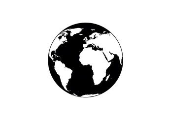 Fototapeta premium Global Icon Black and White Earth Planet Illustration Graphic Design
