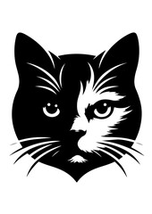 Obraz premium A black and white cat face isolated on white background