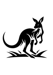 Fototapeta premium A black kangaroo is isolated on white background in a simple design
