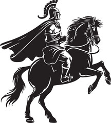 Medieval soldier on horse vector art. Spartan on horse vector. Medieval warrior.