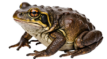 Obraz premium American Bullfrog Portrait Detailed Close-Up of a Large, Green Frog with Protruding Eyes