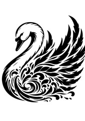 Obraz premium Elegant swan with ornate patterns isolated on white background