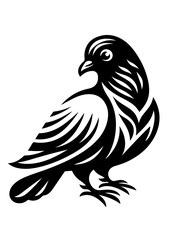 Obraz premium A black and white pigeon illustration isolated on white background