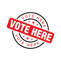 Vote Here Letter Rubber Stamp Template Design
