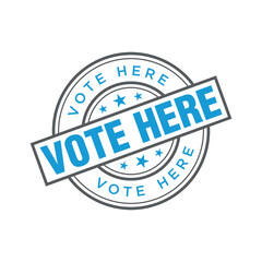 Vote Here Letter Rubber Stamp Template Design