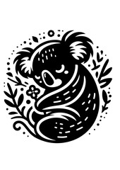 A cute koala bear is isolated on white background in a vector drawing